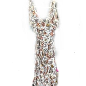 Abstract floral wrap dress